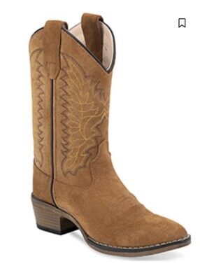 Old West Tan Suede Girl's Western Boots Size 1.0D